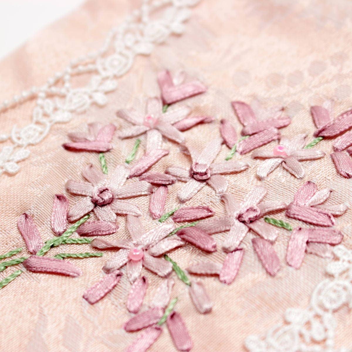 リボン刺繍 スマホポシェット 約19×13cm [Florette]｜インテリアレース