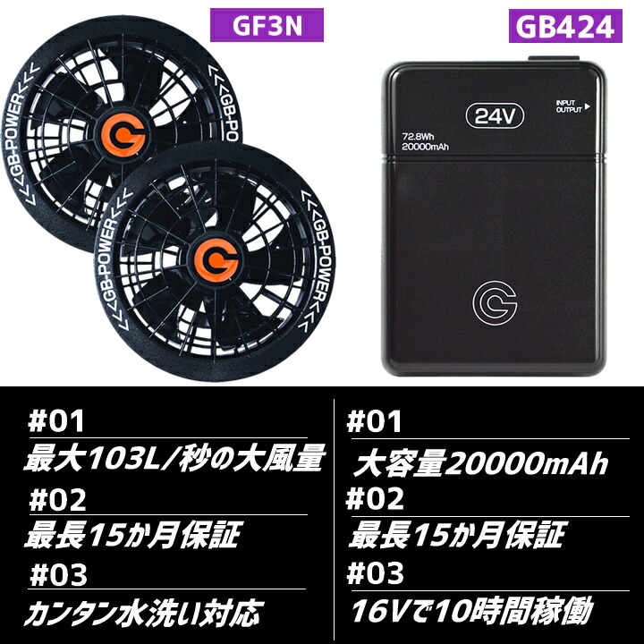 即日発送】空調服用（24V専用 ファン＆バッテリーセット）長信ジャパン