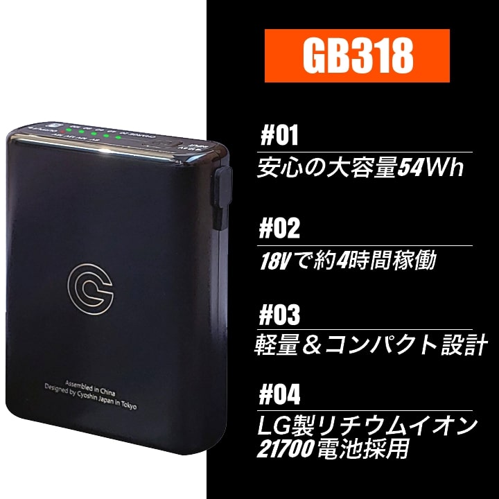 即日発送】空調服用 （18V専用 バッテリーセット単品）長信ジャパン GB