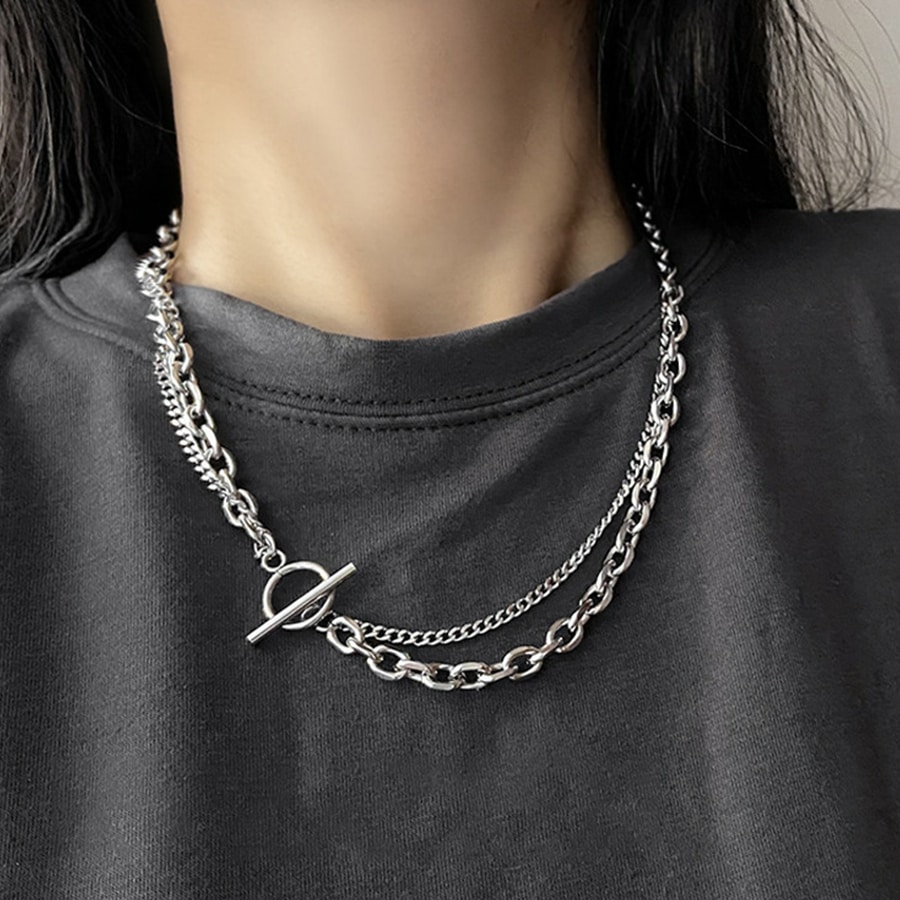 2連チェーンネックレス ネックレス シルバー nec-025 | アクセサリー