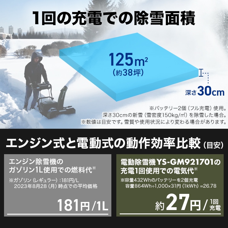 来季準備に!・即納】充電式電動除雪機 バッテリー1個+充電器 YS