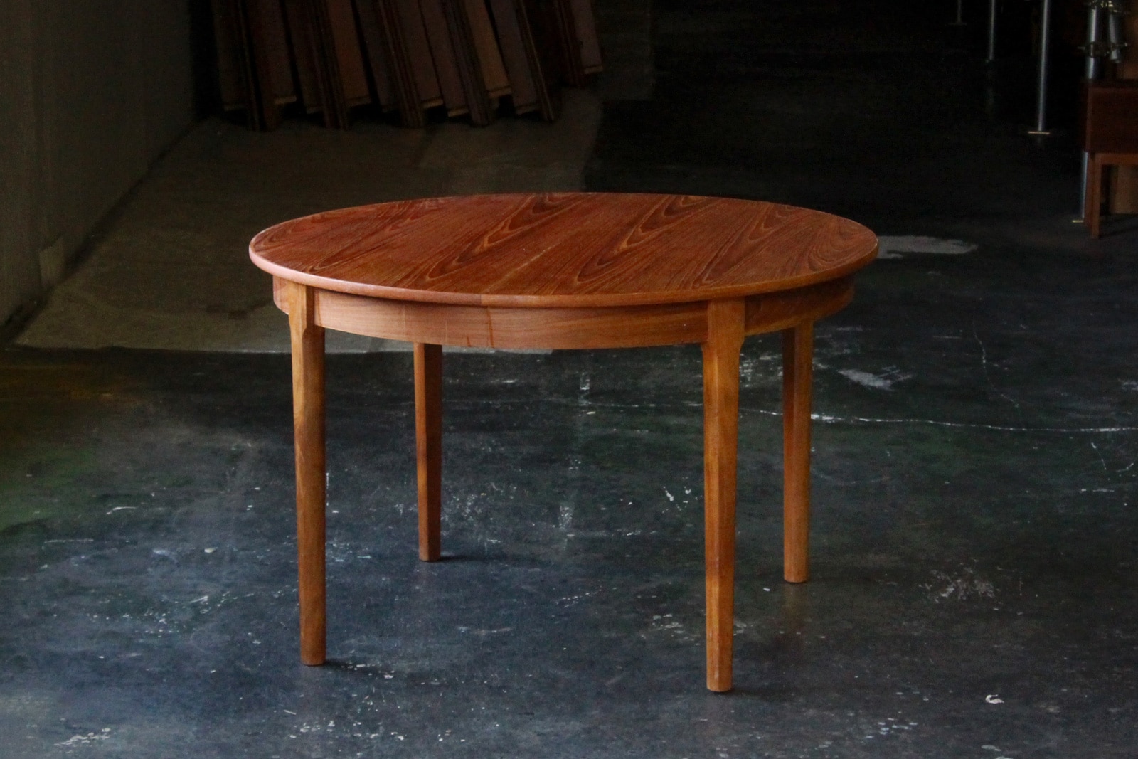 DK19-508 北欧 ミッドセンチュリー家具 ダイニングテーブル 丸型 伸張