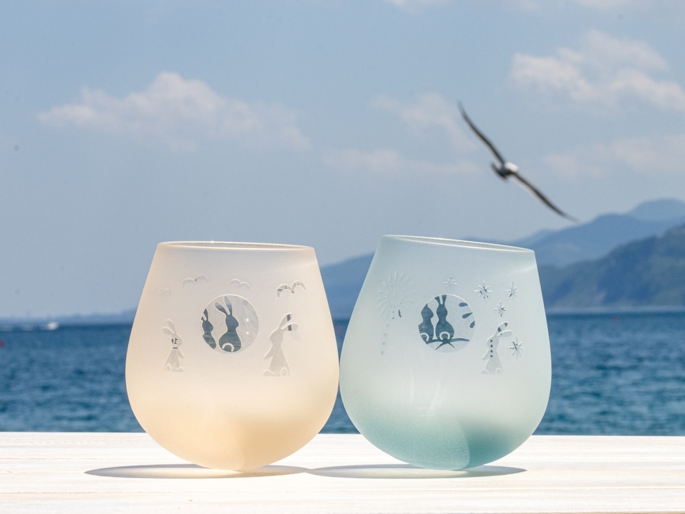 耐熱性月見うさぎ ゆらゆらグラス | 北一硝子 まごころお届け便