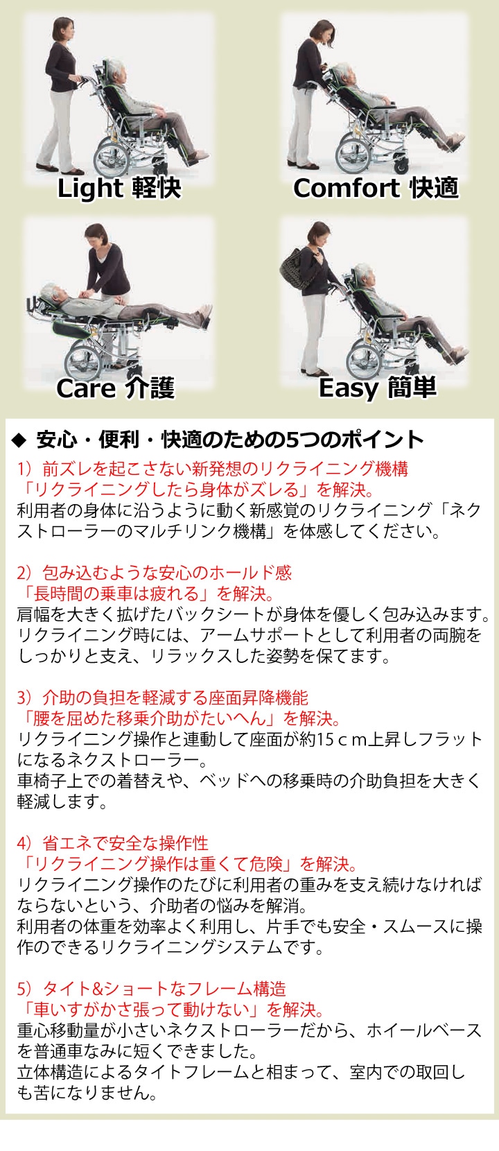 リクライニング式 介助用車いす NEXTROLLER_spⅡ | 車いす通販のロッキー