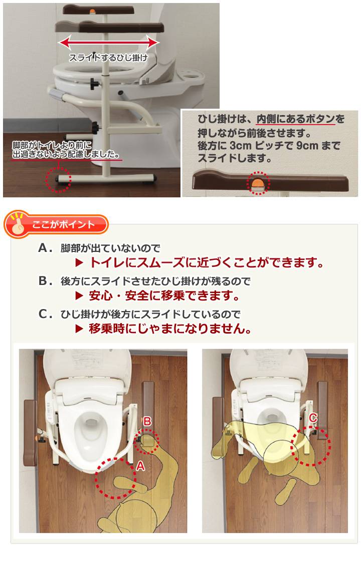 洋式トイレ用スライド手すり【ステンレス】[パナソニック] | 介護用品