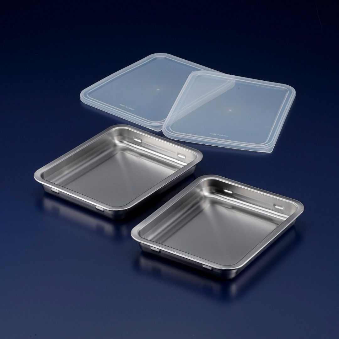 下村企販】 蓋付きステンレスバットワイド2個組｜キッチン用品,保存