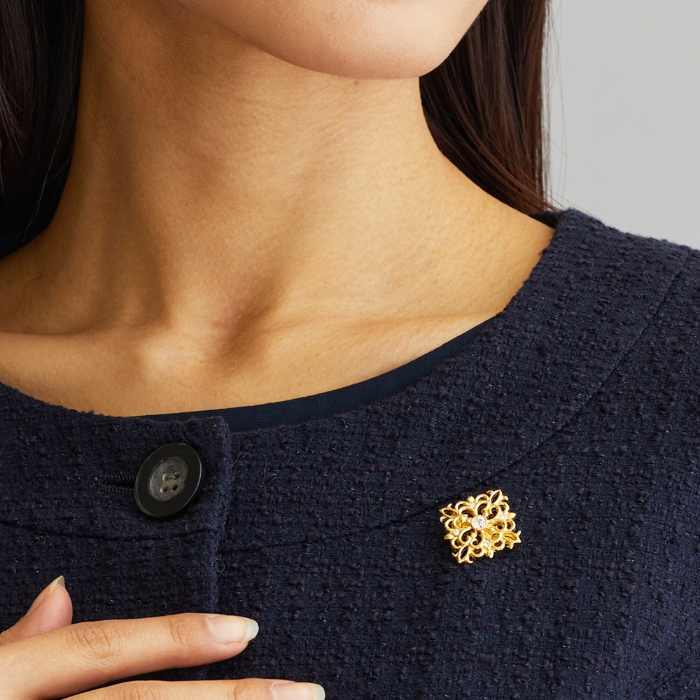 送料無料 日本製 透かし フラワー ブローチ K18 | ショールピン