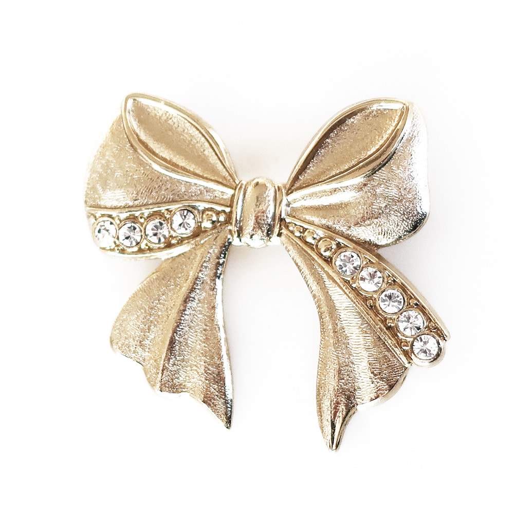日本製 K18GP リボン モチーフ ブローチ | ショールピン・ブローチ