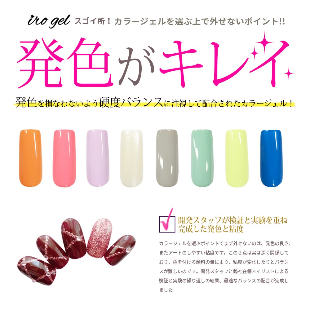 ネコポス送料無料】ジェルネイル カラージェル（irogel）全216色