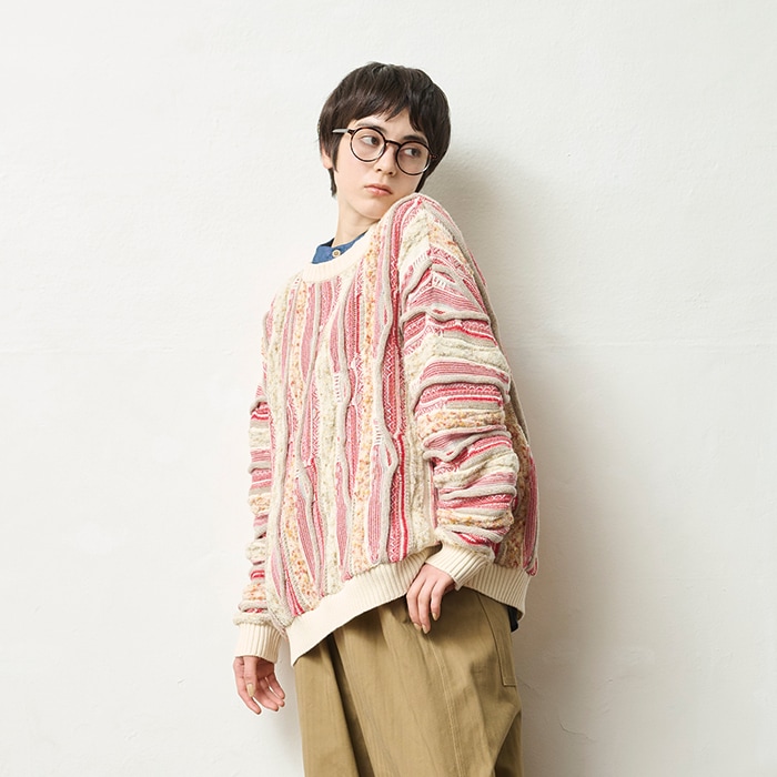 新色入荷！NARU(ナル) マーブルウェーブ クルーネックニット 657600