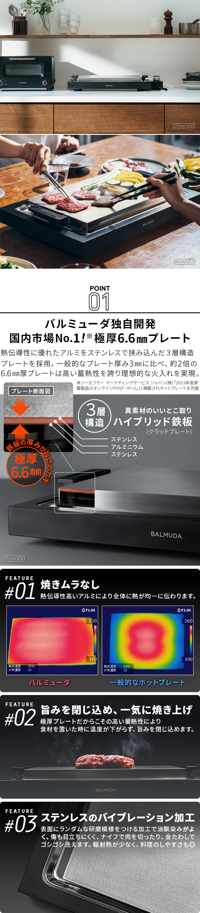 バルミューダ ザ・プレート プロ グリドル ＆ カバー [本体別売