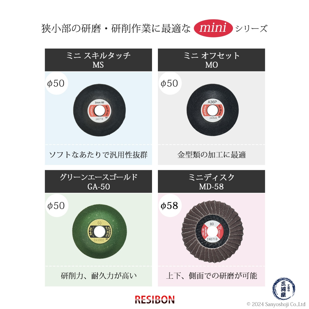 日本 レヂボン ( レジボン ) 研磨用 フラップ ミニディスク MD-58 58x9