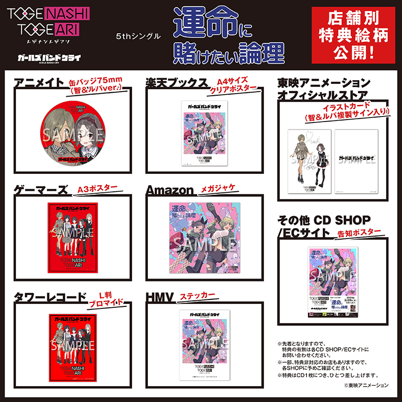 トゲナシトゲアリ 5th Single「運命に賭けたい論理」店舗別特典絵柄