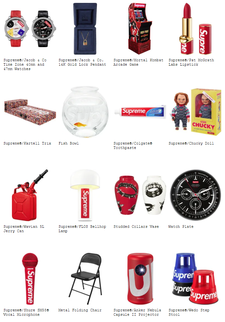 Supreme 20AW コレクションのアクセサリー＆シューズ＆スケート一覧