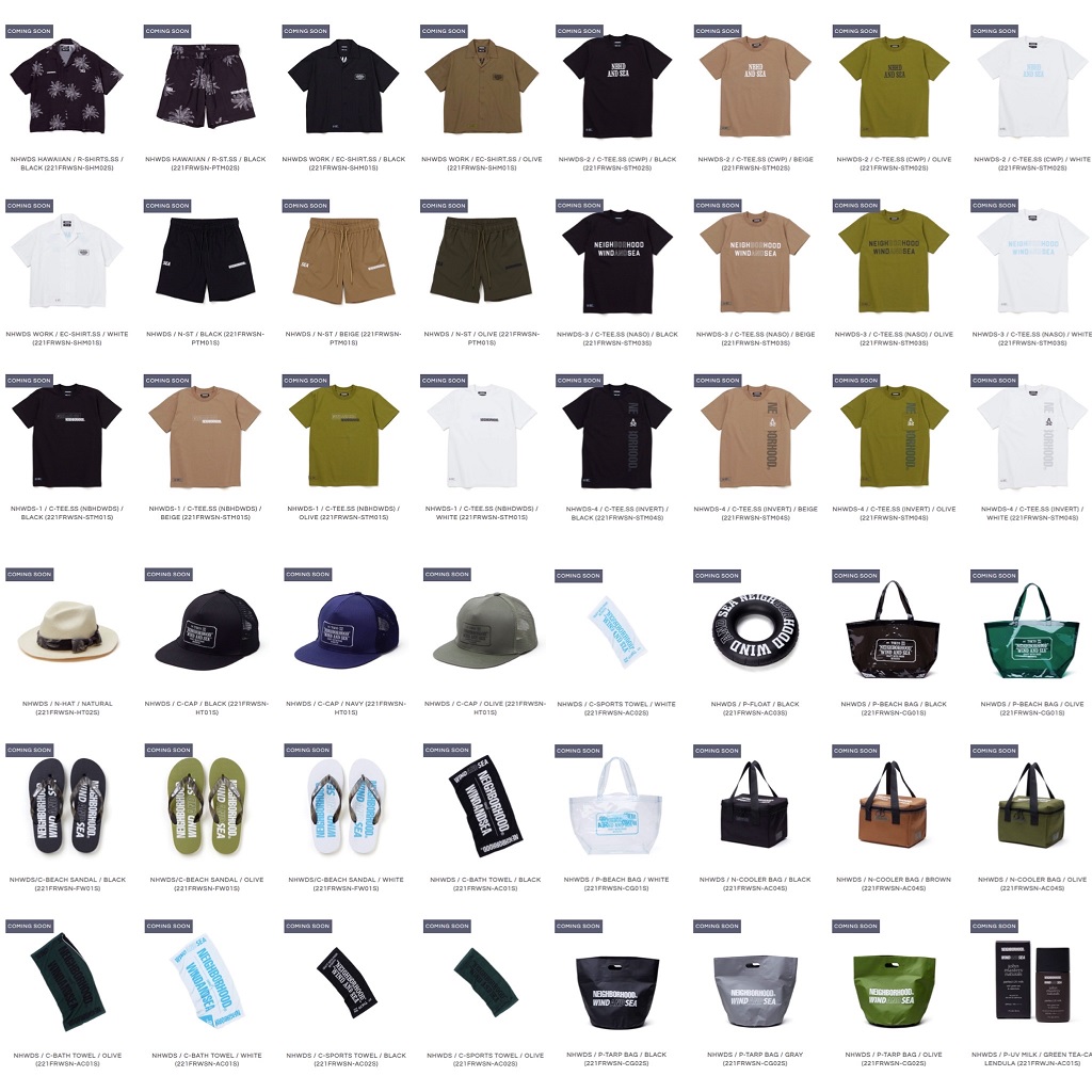 NEIGHBORHOOD × WIND AND SEA 22SS コラボアイテムが7/16に国内発売