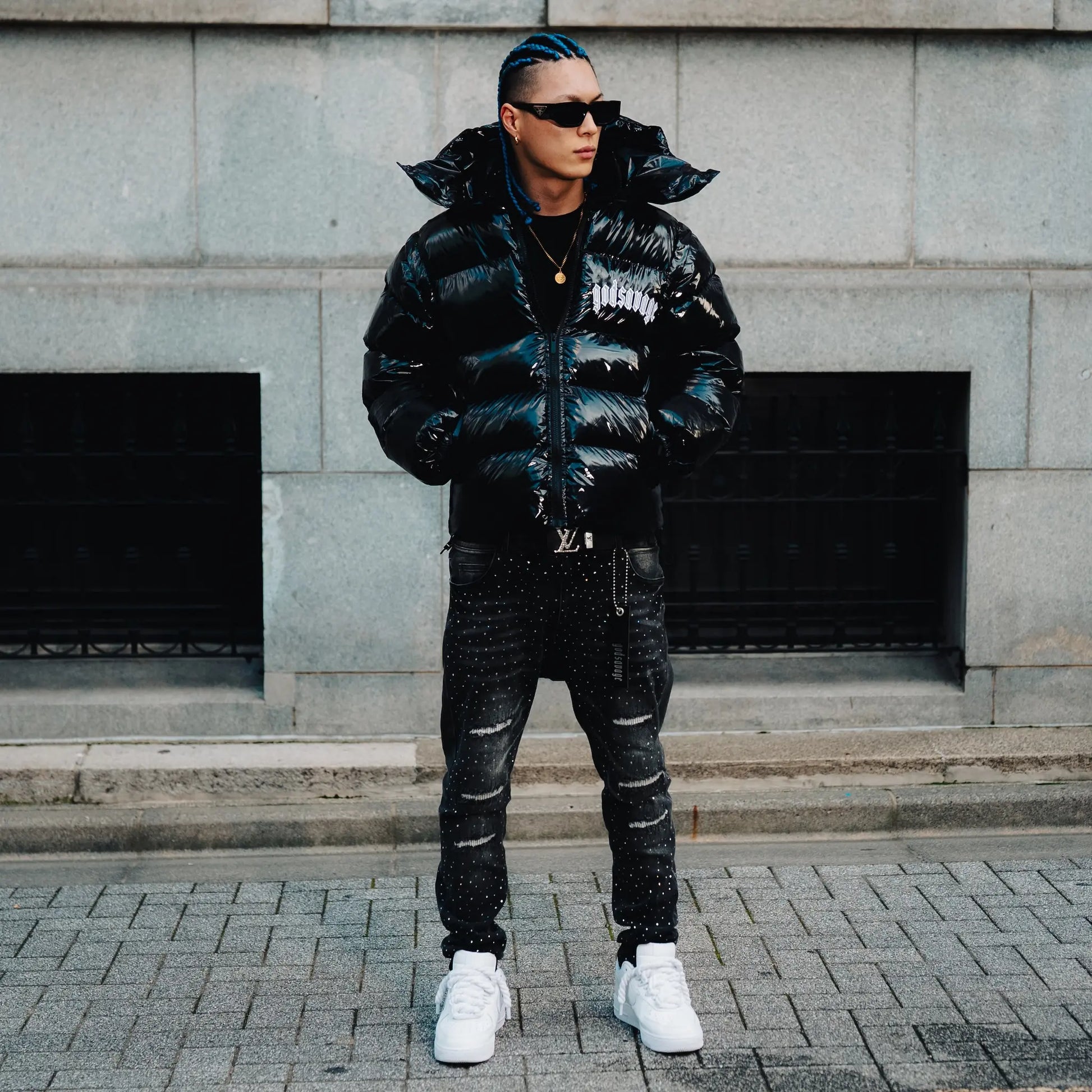 METALLIC NYLON 2WAY JACKET - BLACK – god savage