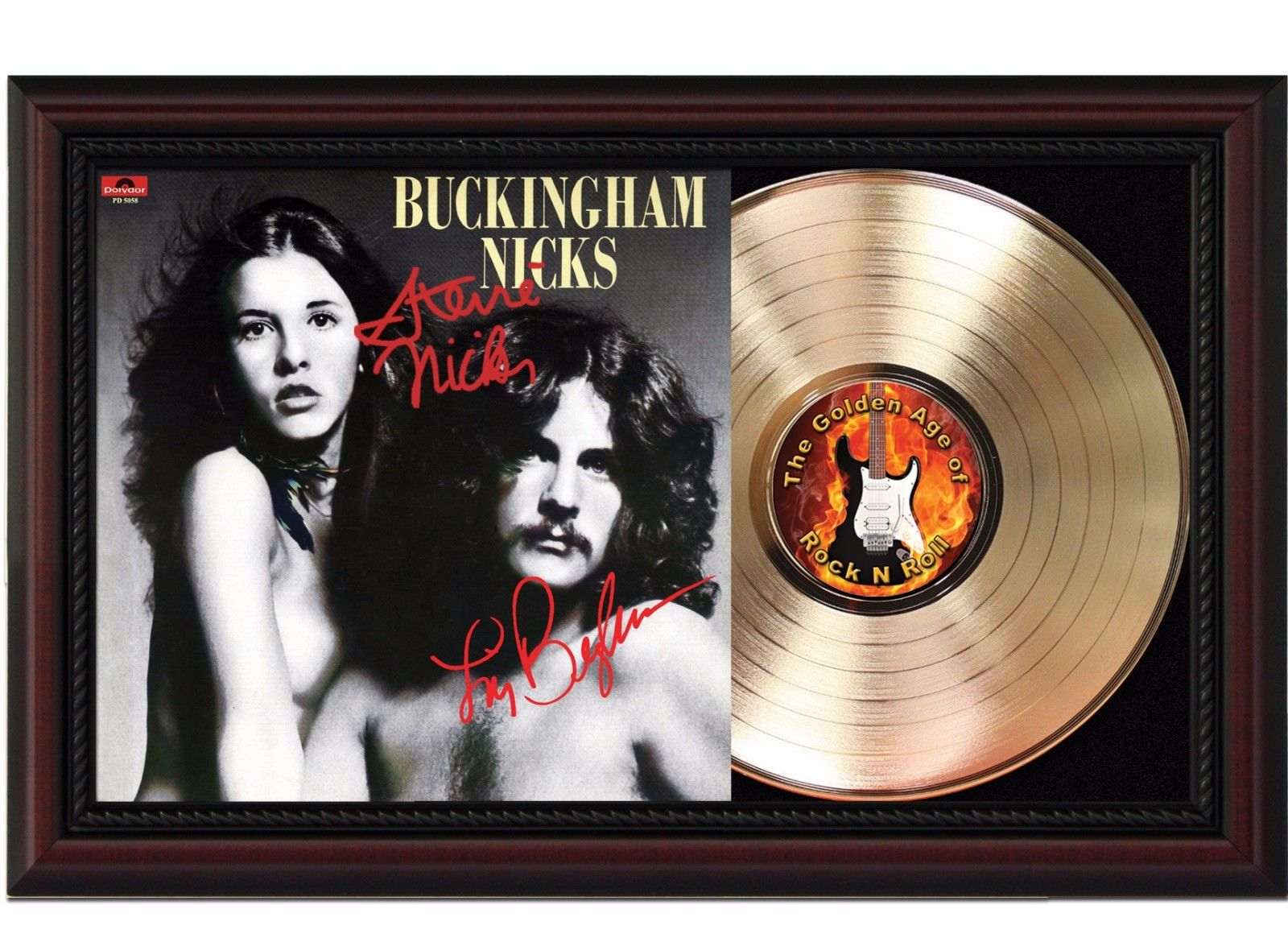 Buckingham Nicks Cherry Wood Gold LP Record Framed Signature