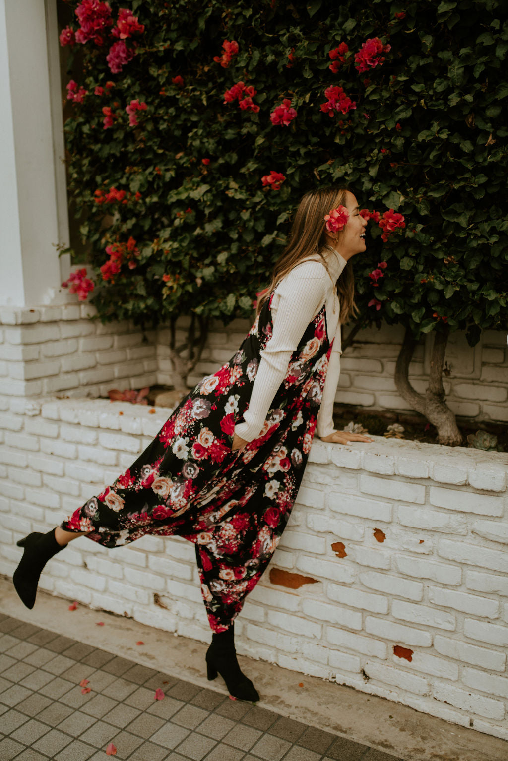 Stop and Smell the Roses - Black Floral Signature Jumpsuit