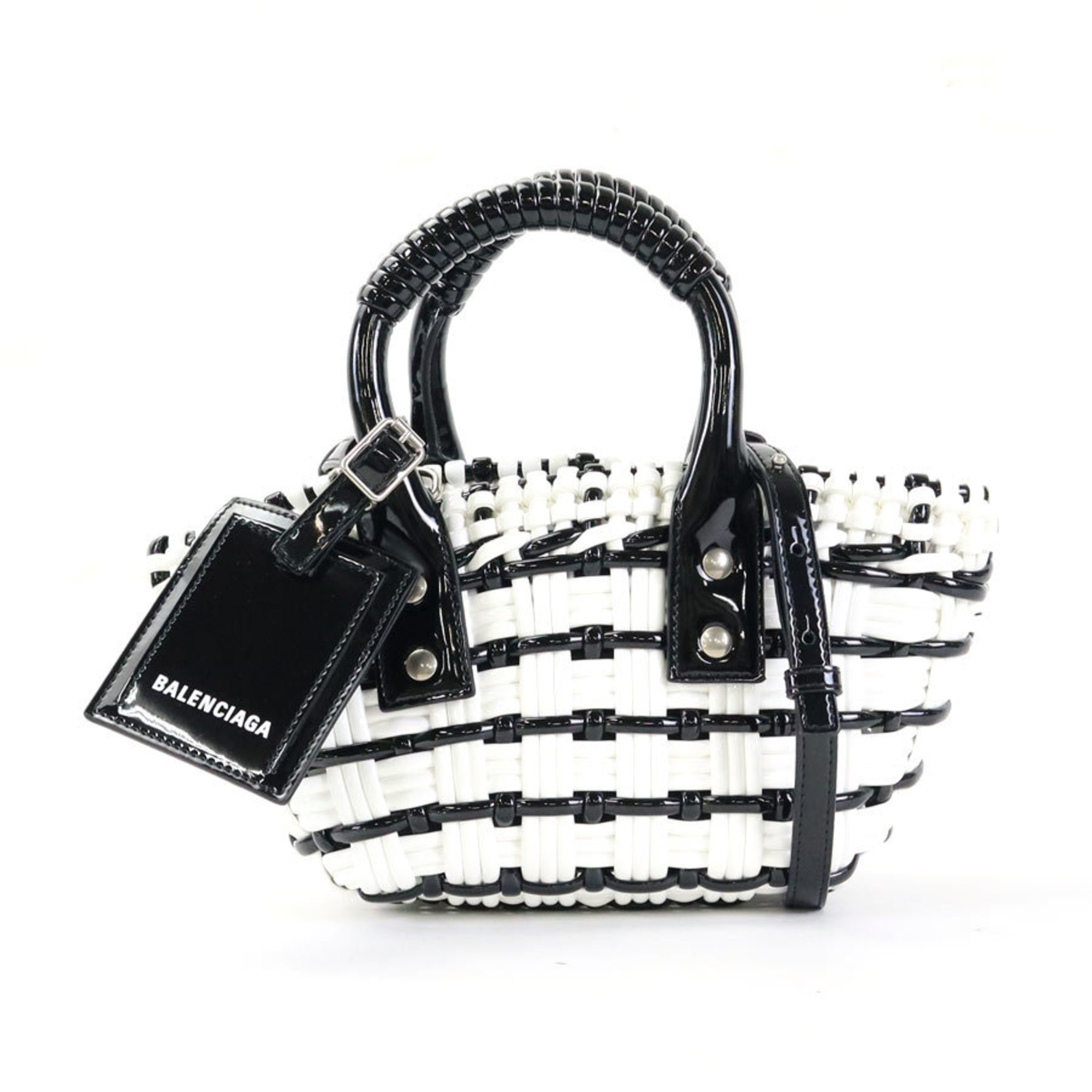 BALENCIAGA Handbag Bistro XXS Polyurethane/Polyester Black x White