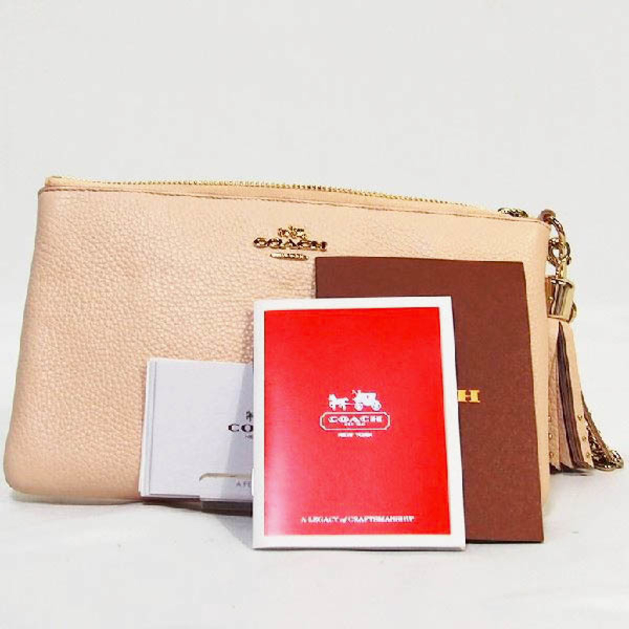 COACH Accessory Pouch Mini Bag Gold Chain Prairie Zip Wristlet