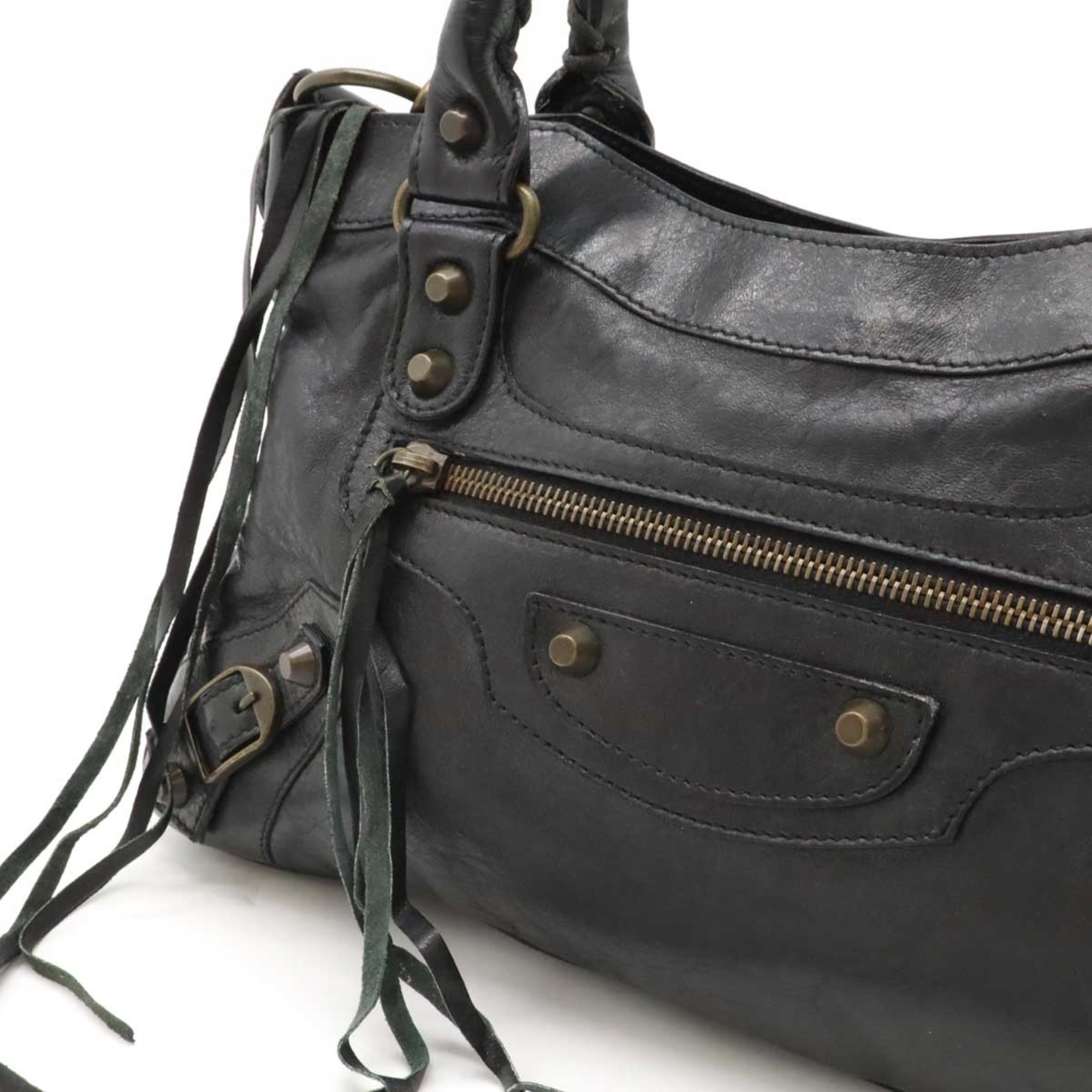 BALENCIAGA The First Handbag Shoulder Bag Leather Black 103208
