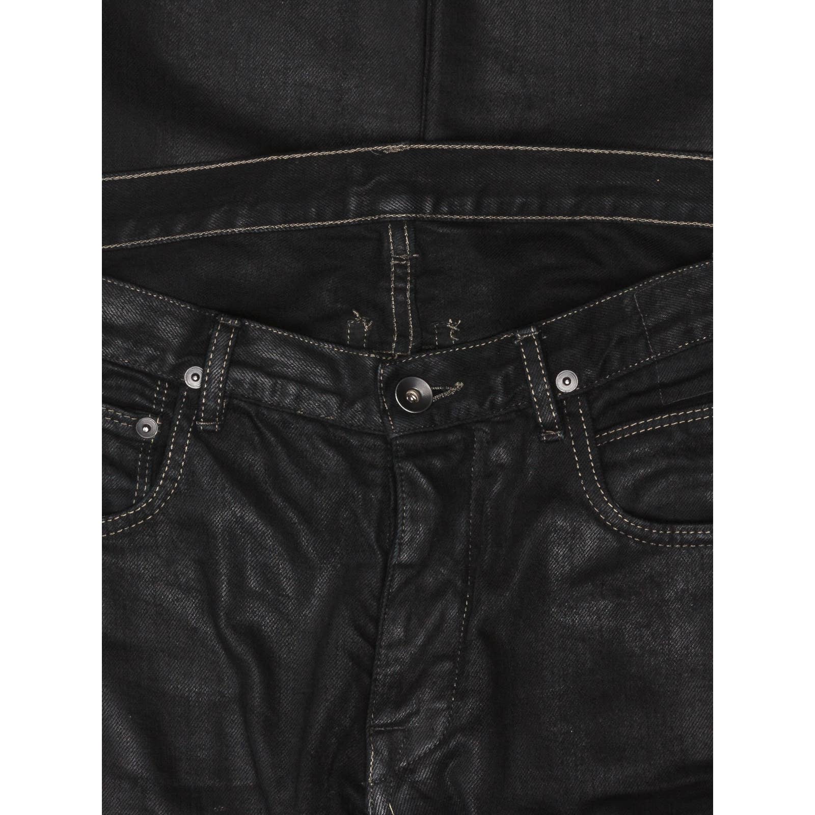 Buy Rick Owens Black Waxed Denim Online at Groupie