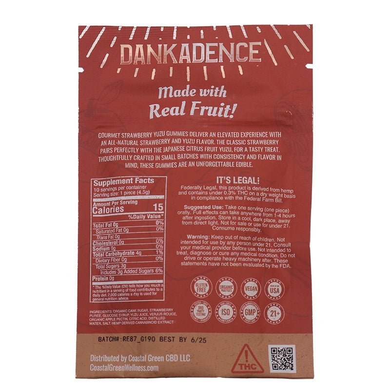 Dankadence Gourmet Strawberry Samurai Gummies | 300mg | THC CBD