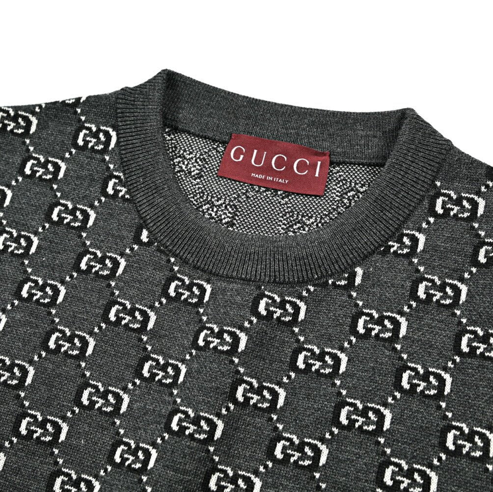 SALE｜GUCCI グッチ / ウール100% モノグラム柄クルーネックニット
