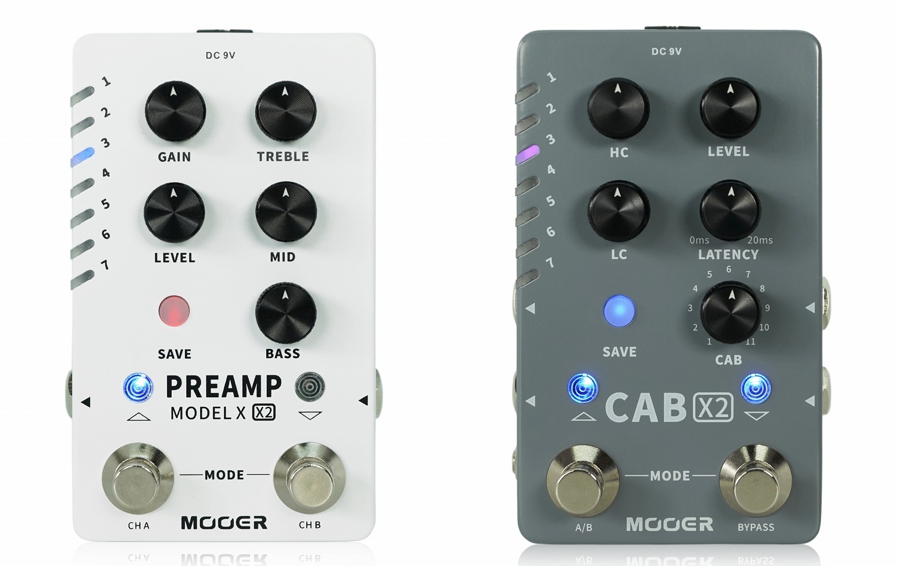 Mooer PREAMP MODEL X2 / CAB X2｜小さな筐体にフットスイッチを2つ