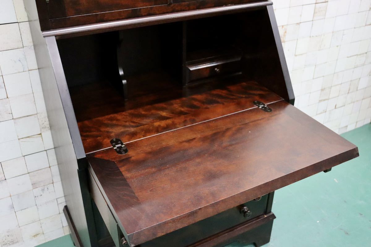 GMFH287○北海道民芸家具 ライティングビューロー 本棚 書棚 飾り棚