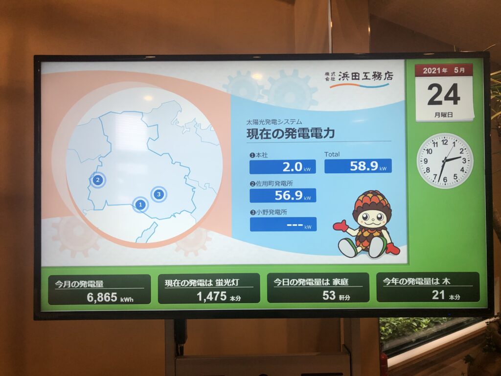 本社 太陽光発電システムモニター設置 - 株式会社浜田工務店