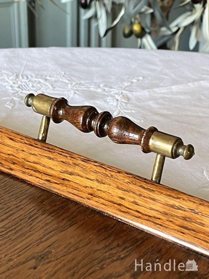 イギリスから届いたアンティークのお盆、オーク材のおしゃれな