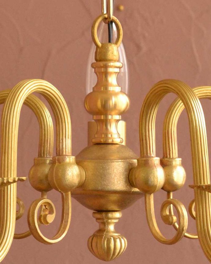 アンティーク風の真鍮製シャンデリア（5灯・電球なし）(cr-515-g