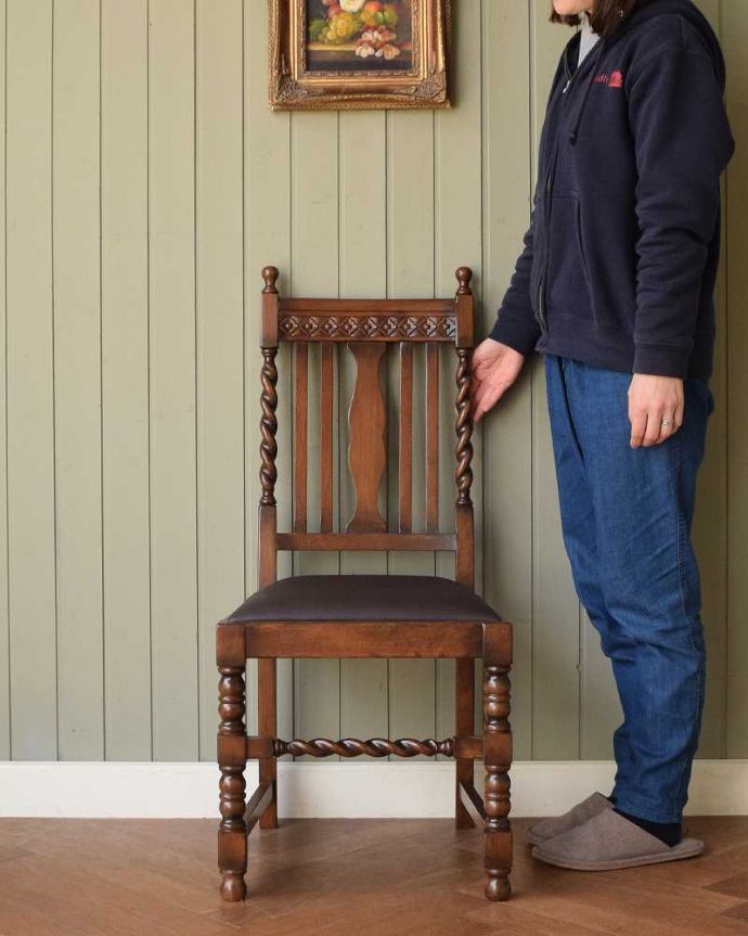 オーク材の英国アンティーク風ダイニングチェア(y-212-c)｜アンティーク風