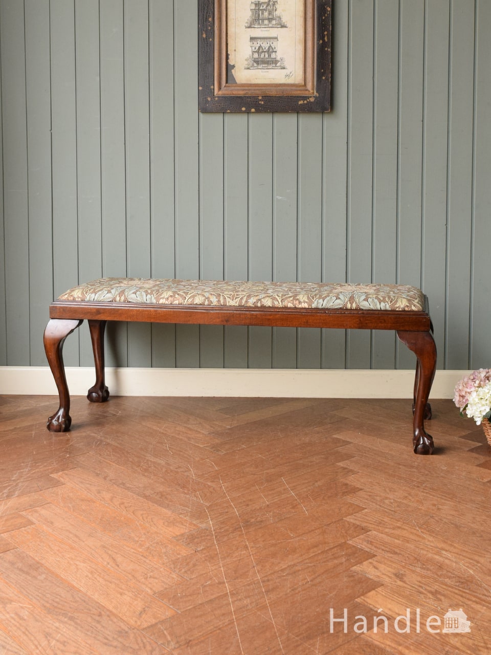 猫脚 木製 イタリア テレフォンベンチ ソファ アンティーク チェア