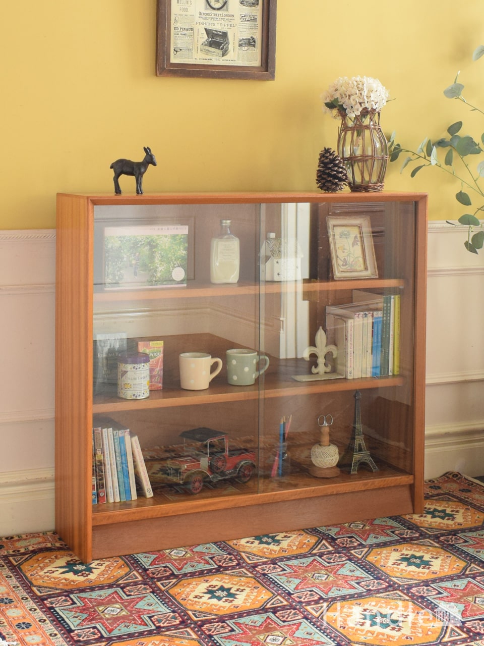 フランスアンティーク猫脚ナイトテーブル/木製キャビネット机飾り棚(82