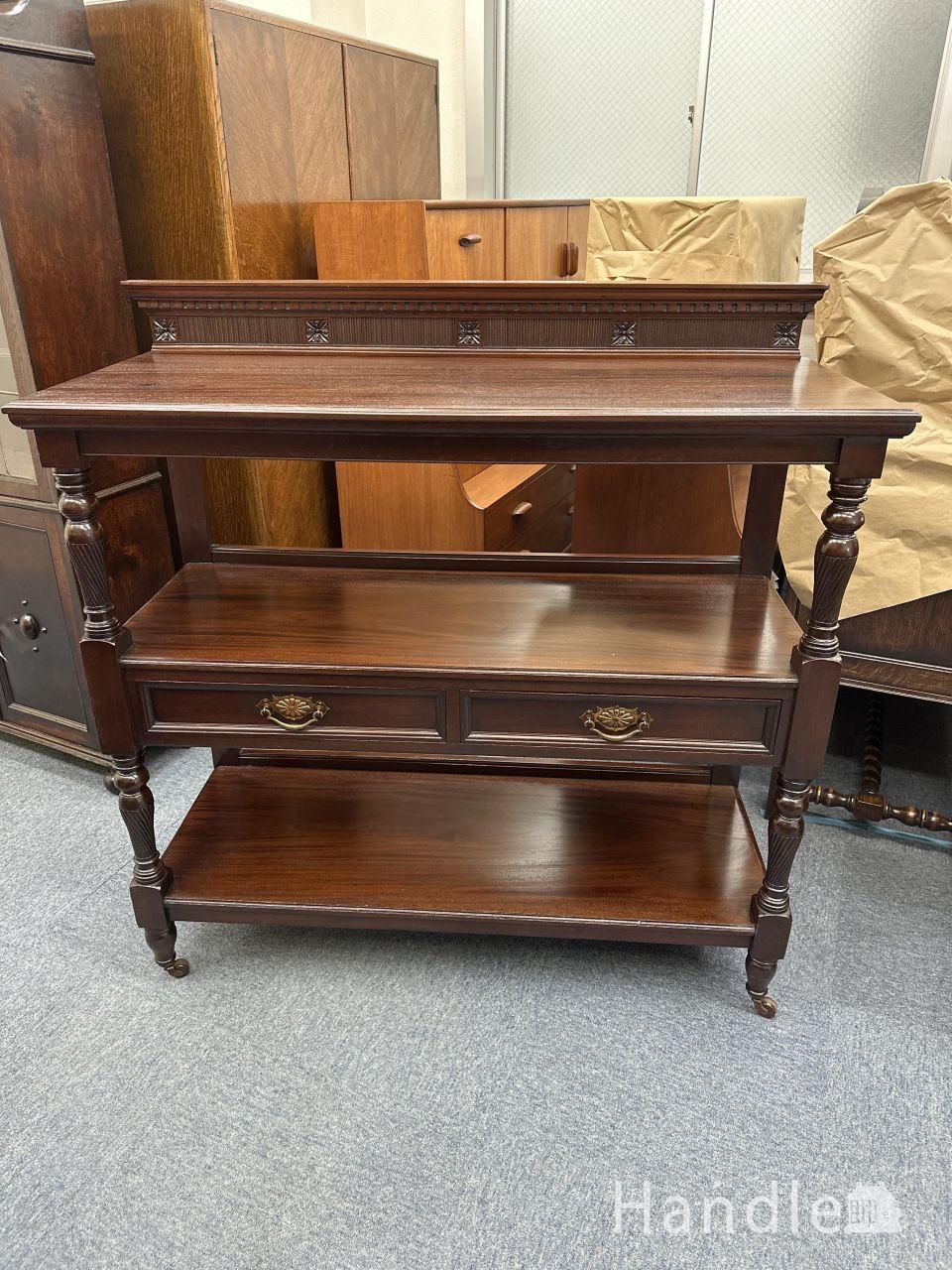 イギリスのおしゃれなアンティークのオープンシェルフ、オーク材の