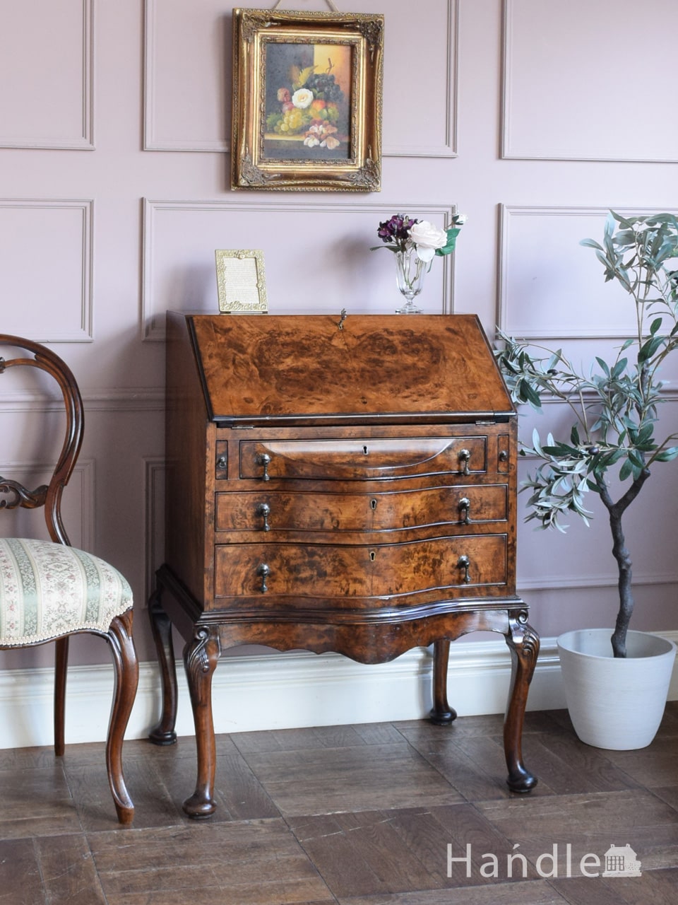 神戸家具 ライティングビューロー 木製机 引き出し付き 神戸家具