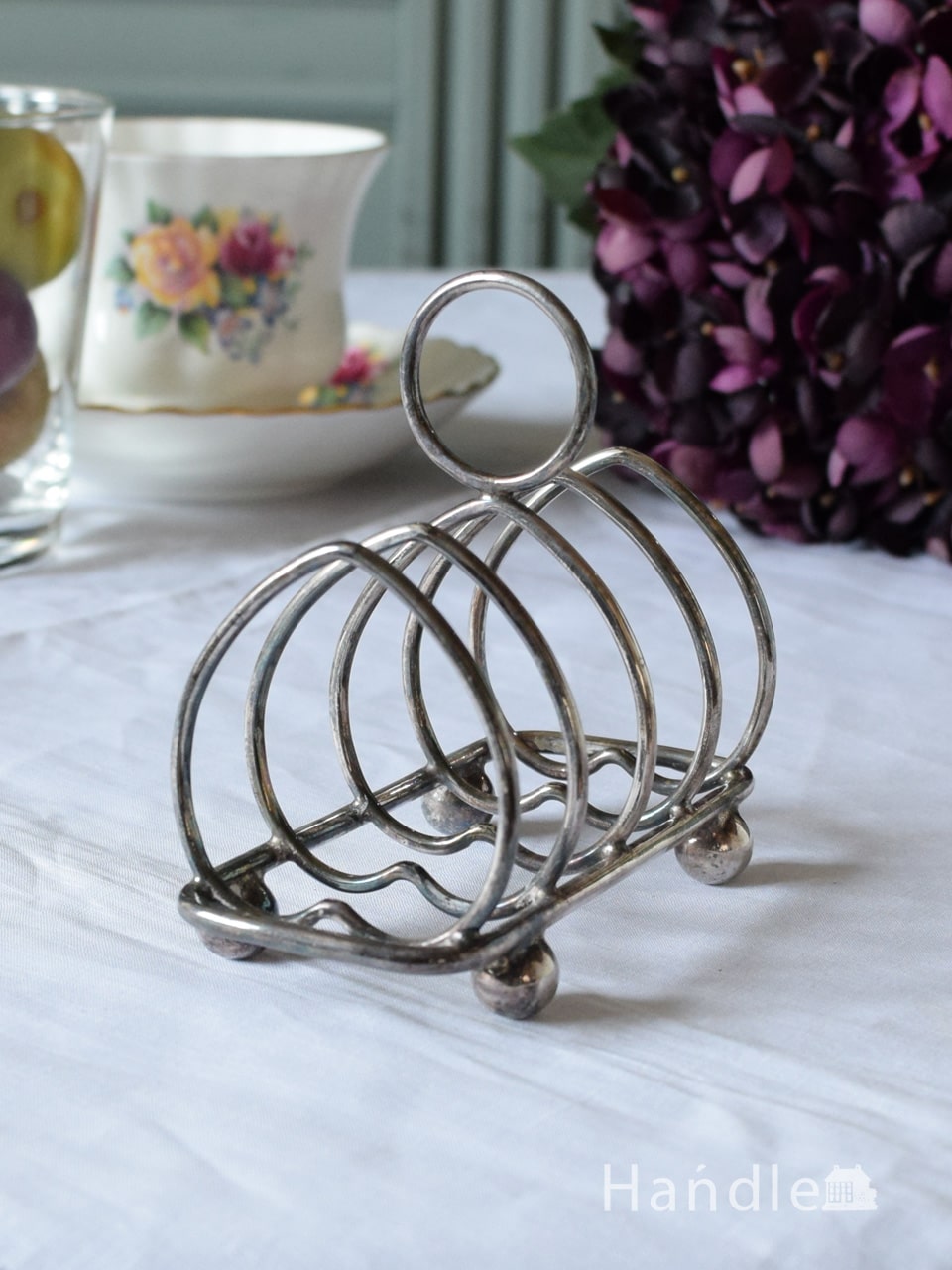 英国シルバープレートのハートの形のおしゃれな器、アンティークの