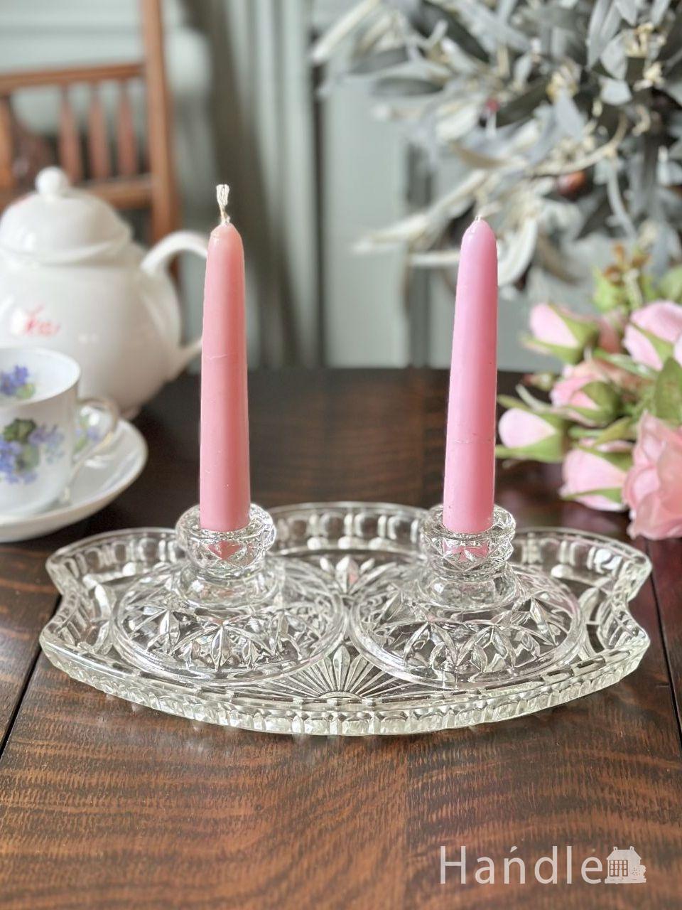 英国貴族に使われていたアンティークガラスの4点セット、プレス模様が