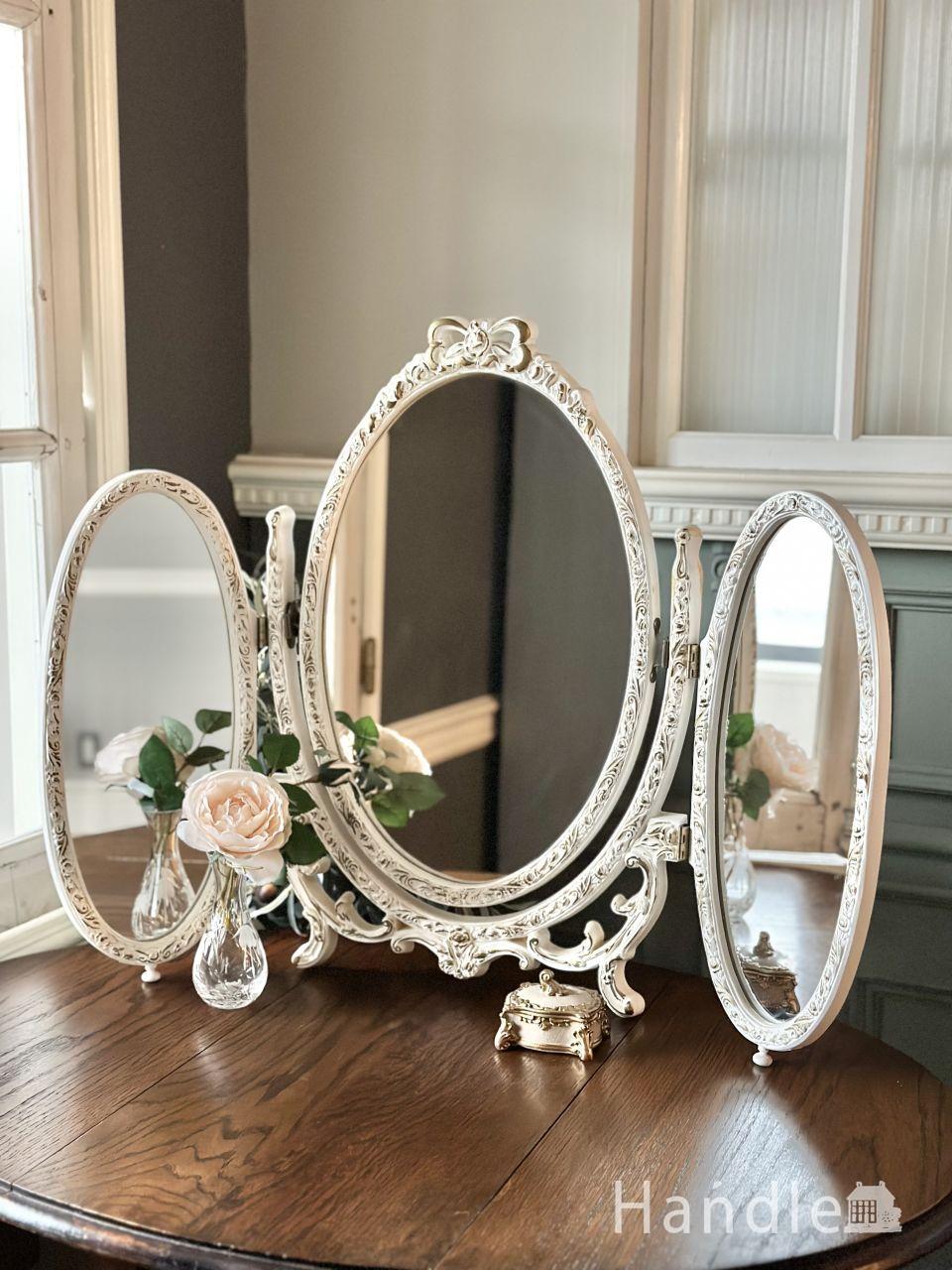 英国アンティークのマホガニー材のスタンドミラー、エドワーディアン