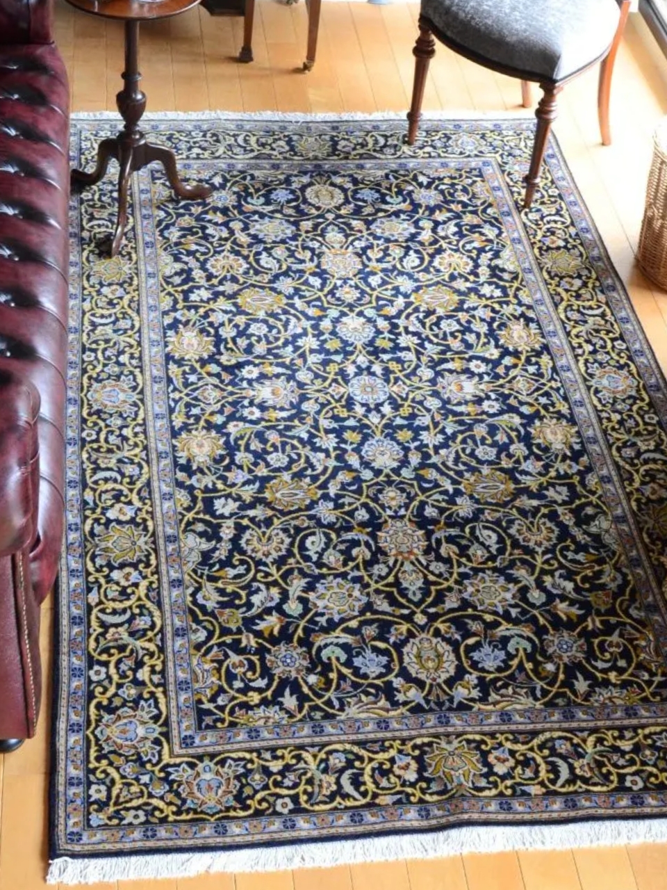 コルクウールのオールドペルシャ絨毯、Kashan（カシャーン）のラグ(m