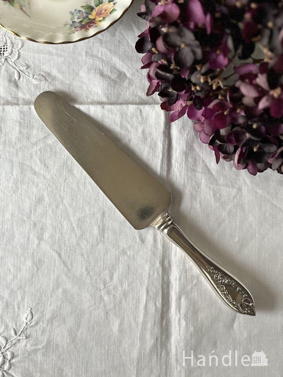 アンティークのシルバーカトラリー、シルバープレートのケーキサーバー