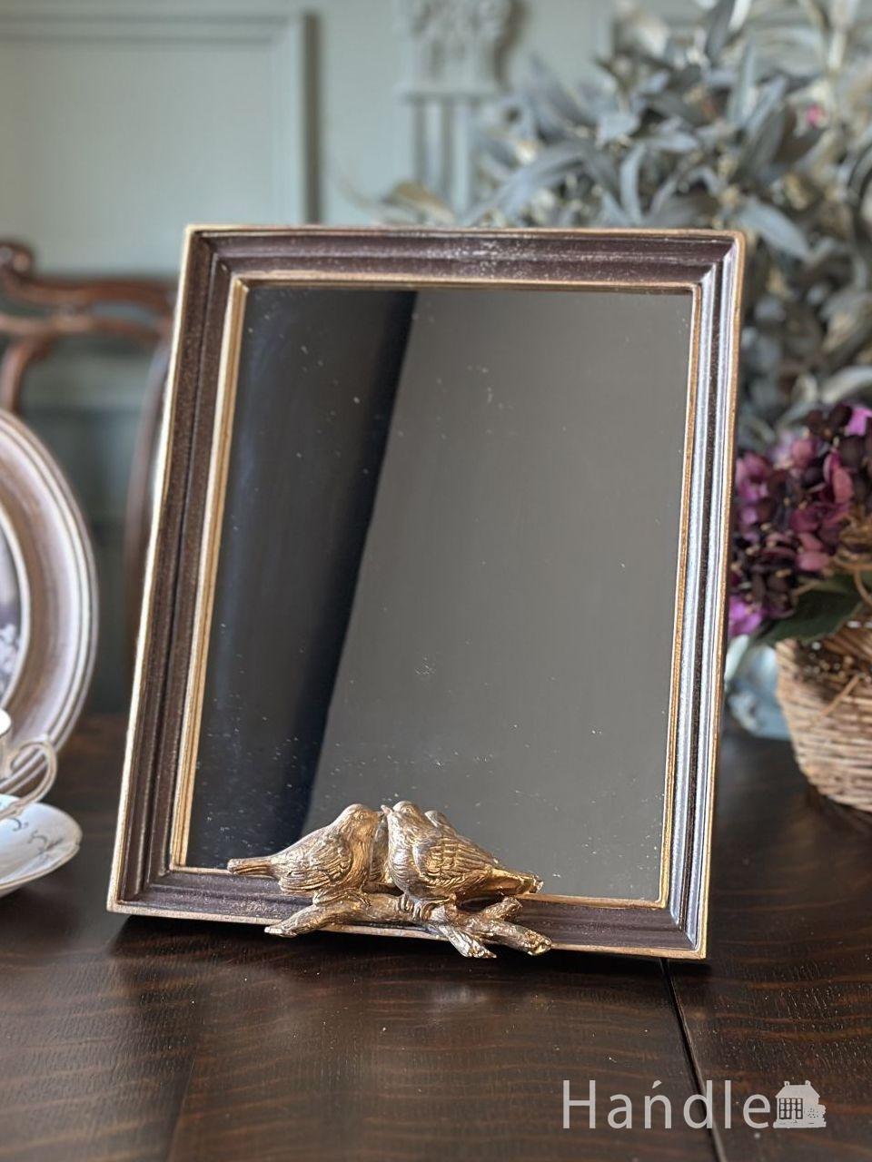 フレンチアンティーク風のおしゃれな鏡、リボンの模様が可愛い壁掛けの