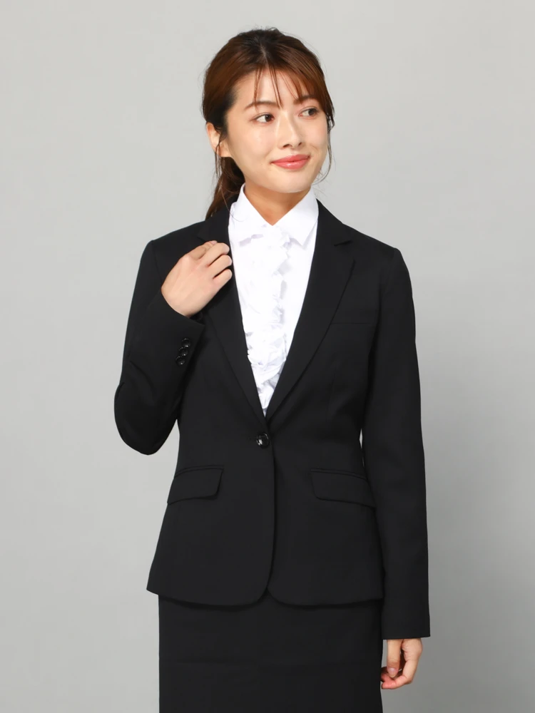 ウォッシャブル】ジャケット ビジネス1つボタン 黒無地 STOVEL MASON