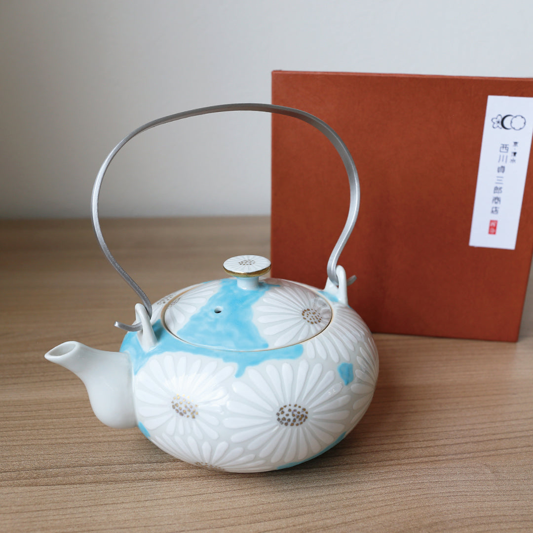 西川貞三郎商店】石瓶 白菊青地 アルミハンドル ｜ 徳永こいのぼり公式