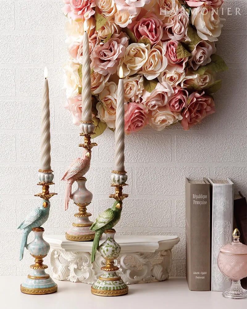 シノワズリバードキャンドルホルダー（ピンク/ブルー/グリーン