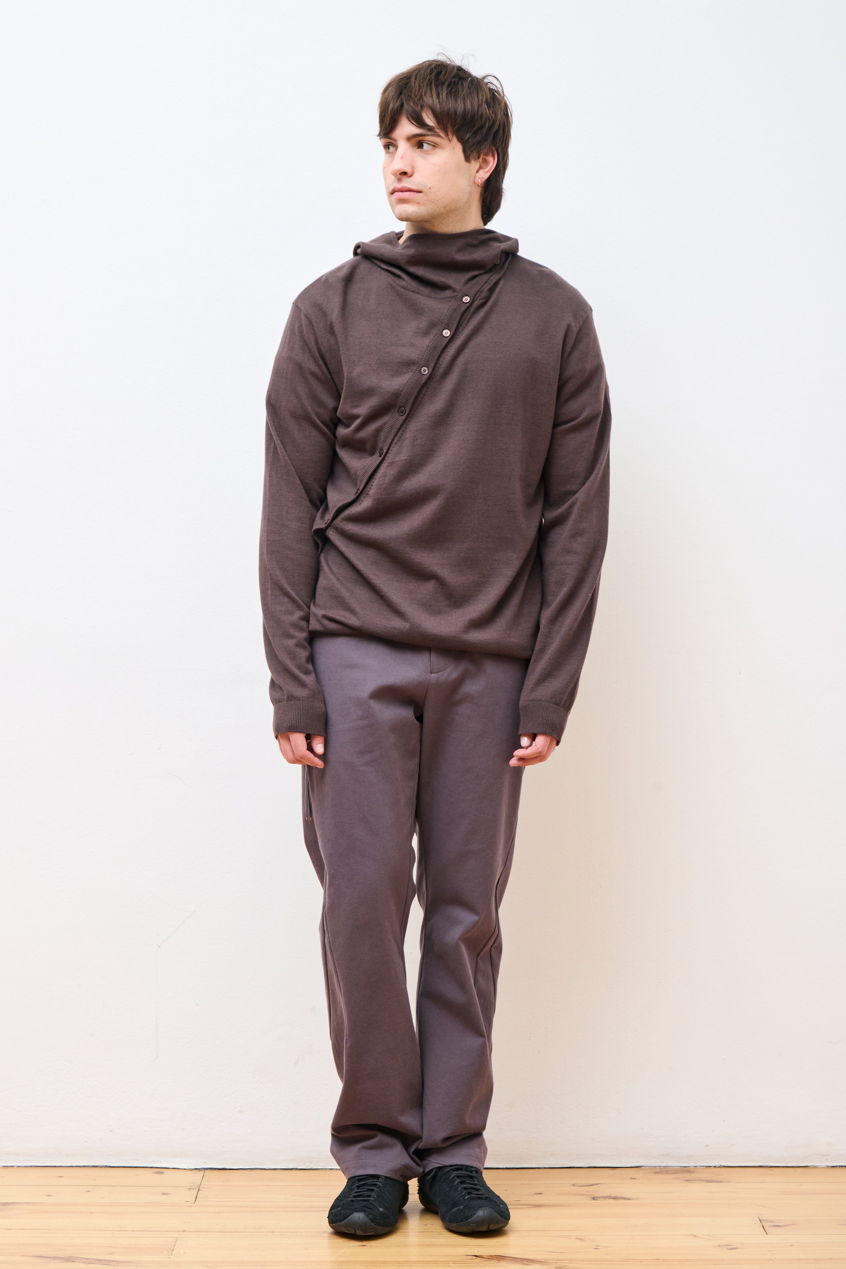 Post Archive Faction 8.0 Knit Hoodie Center Brown