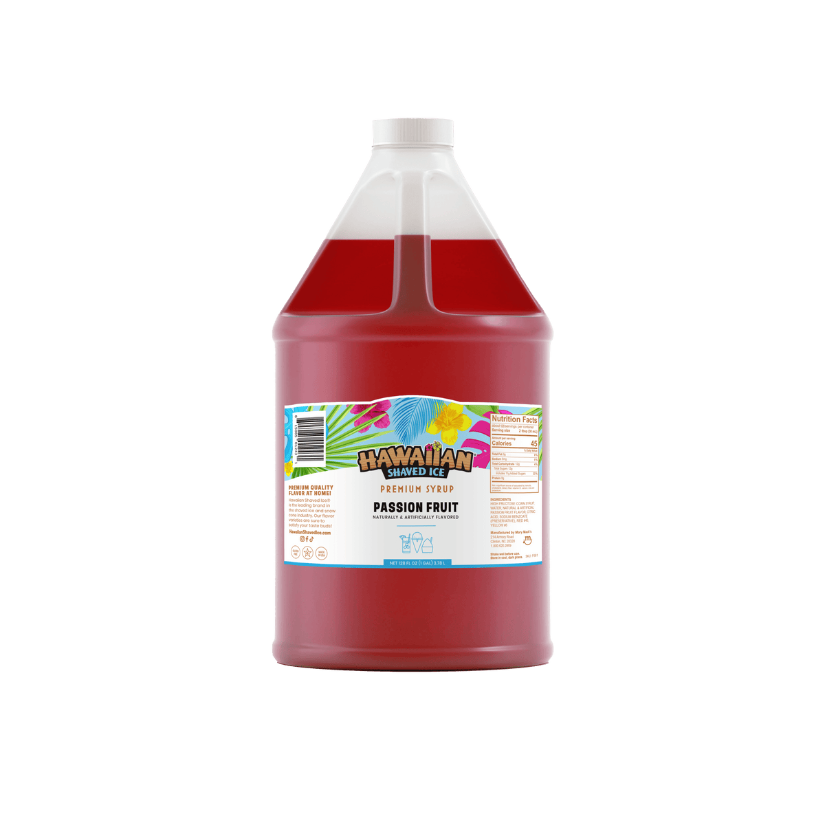 Gallon-Sized Passion Fruit Shaved Ice & Snow Cone Syrup, Hawaiian