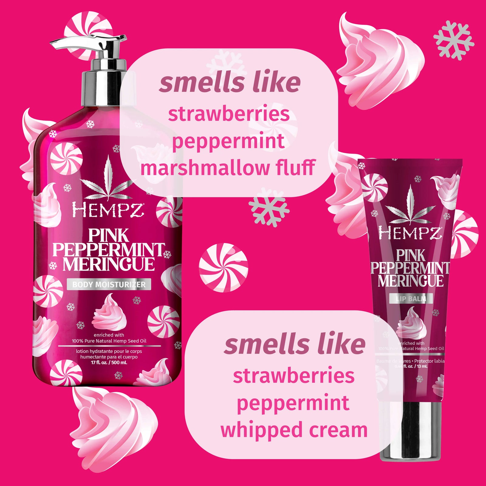 Hempz Pink Peppermint Meringue Body Moisturizing Lotion & Lip